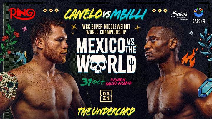 La función "México vs. el Mundo" estará encabezada por Canelo Álvarez y Christian Mbilli. La función "México vs. el Mundo" estará encabezada por Canelo Álvarez y Christian Mbilli.