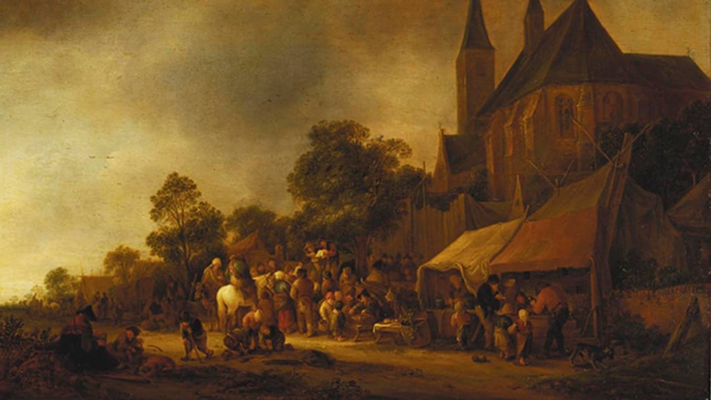 The Hidden Pooper in Isack van Ostadeâs âA Village Fair, With a Church Behindâ