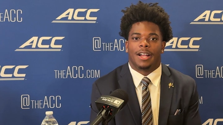Wake Forest defensive back Davaughn Patterson speaks to the media in a breakout session at ACC Kickoff on July 23. 