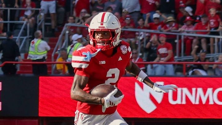 Nebraska's Jacory Barney Jr. returns a punt 57 yards during the second quarter against Michigan State. Nebraska's Jacory Barney Jr. returns a punt 57 yards during the second quarter against Michigan State.