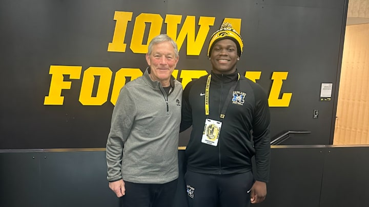 Christian Hudson with Iowa Coach Kirk Ferentz. (Photo: Hudson X Account) Christian Hudson with Iowa Coach Kirk Ferentz. (Photo: Hudson X Account)