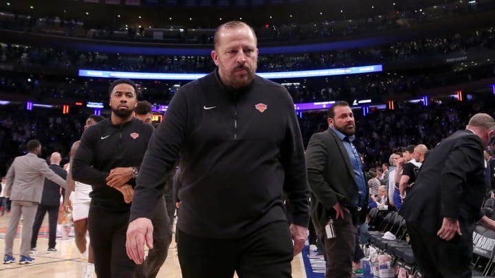 May 19, 2024; New York, New York, USA; New York Knicks head coach Tom Thibodeau walks off the court after losing to the Indiana Pacers in game seven of the second round of the 2024 NBA playoffs at Madison Square Garden. Mandatory Credit: Brad Penner-USA TODAY Sports