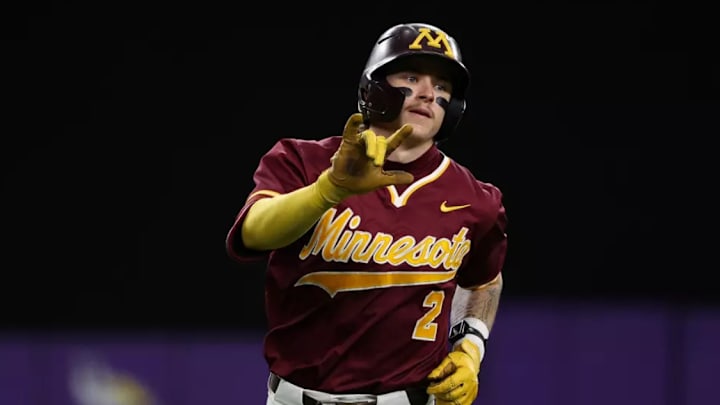 Easton Richter celebrating a home run against Omaha.