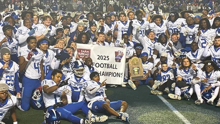 Bryant (Ark.) players celebrate after winning the 2025 Class 7A state championship Bryant (Ark.) players celebrate after winning the 2025 Class 7A state championship