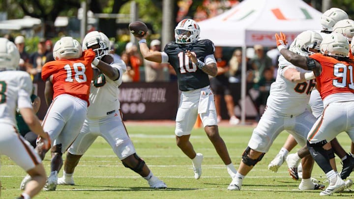 Darian Mensah During Miami's Spring Game