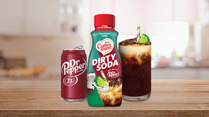 Coffee mate Launches Dirty Soda Creamer, Partners with Dr Pepper. Image Credit to Coffee mate. 