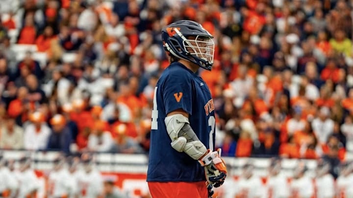 Payton Cormier during the Virginia men's lacrosse game against Syracuse at the JMA Wireless Dome. Payton Cormier during the Virginia men's lacrosse game against Syracuse at the JMA Wireless Dome.