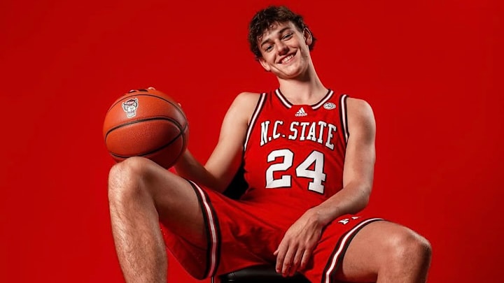 Cole Cloer, NC State freshman, poses during a recruiting visit in 2025. 