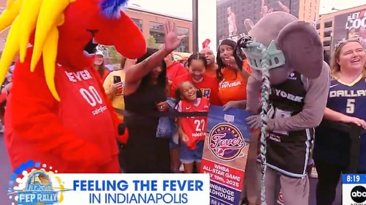 WNBA mascots make a young fan’s day.