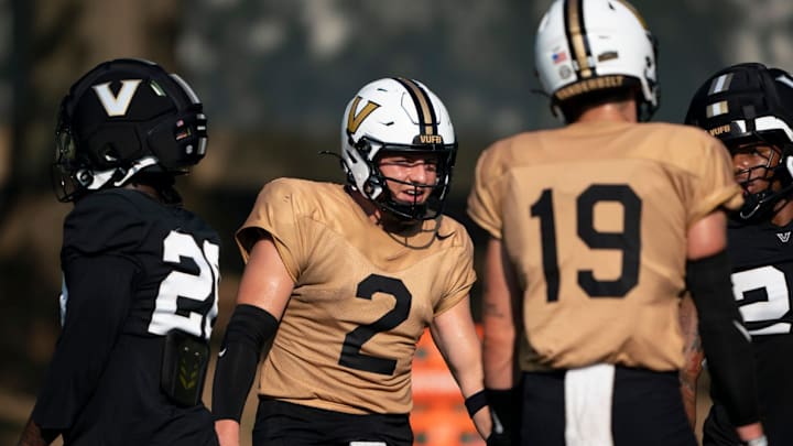 Diego Pavia was off to the side during Vanderbilt's Wednesday practice.