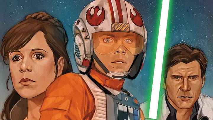 Marvel Comics Star Wars (2025) #1 featuring Leia Organa, Luke Skywalker, and Han Solo. Written by Alex Segura and art by Phil Noto. Image Credit: StarWars.com