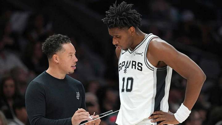 Spurs Rookie Tarris Reed Jr. and Coach Mitch Johnson Spurs Rookie Tarris Reed Jr. and Coach Mitch Johnson