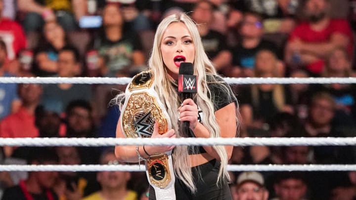 Women's World Champion Liv Morgan speaks during an episode of WWE Monday Night Raw. Women's World Champion Liv Morgan speaks during an episode of WWE Monday Night Raw.