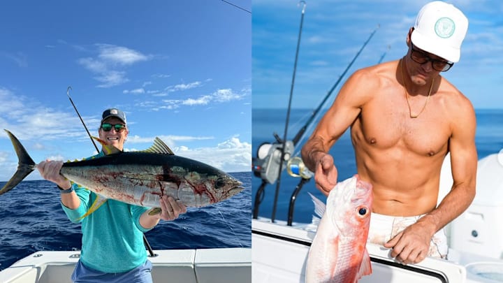 Tom Brady and Eli Manning fishing