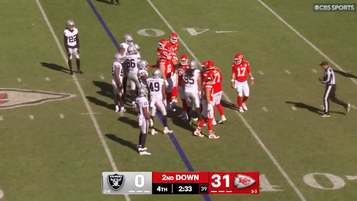 The Chiefs went into victory formation with over two minutes left in their win over the Raiders on Sunday.