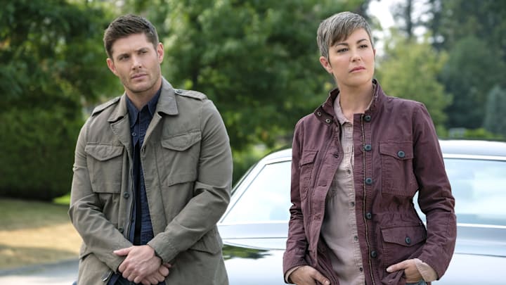 Supernatural -- "Patience" -- Image Number: SN1303a_0044.jpg -- Pictured (L-R): Jensen Ackles as Dean and Kim Rhodes as Jody Mills -- Photo: Bettina Strauss/The CW -- ÃÂ© 2017 The CW Network, LLC All Rights Reserved.