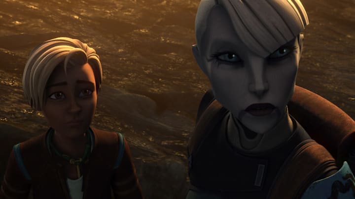 Star Wars: The Bad Batch Season 3 "The Harbinger." Omega and Asajj Ventress. Image Credit: StarWars.com