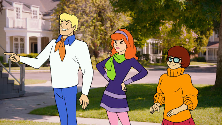 Specials -- “Scooby-Doo, Where Are You Now!” -- Image Number: SDRfg_0038 -- Pictured (L - R): Fred, Daphne, and Velma -- Photo: Abominable Pictures/The CW -- © 2021 The CW Network, LLC. All Rights Reserved.