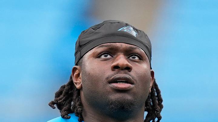 NFL Carolina Panthers offensive tackle Ikem Ekwonu. Mandatory Credit: Jim Dedmon-Imagn Images