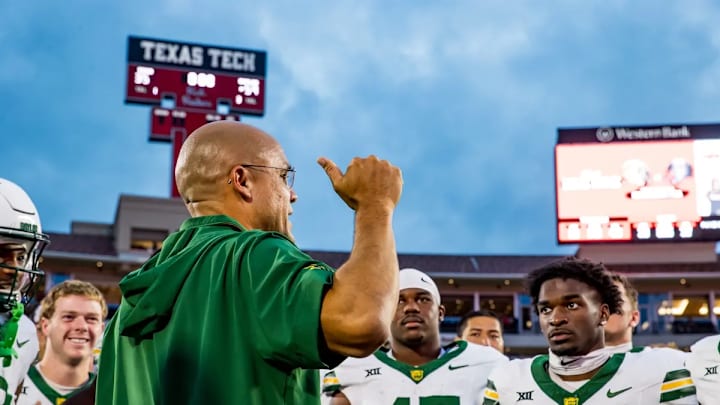 Coach Aranda post game speech after a win at Texas Tech in 2024.