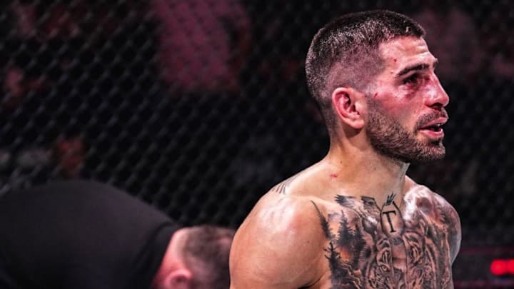 Ilia Topuria knocks out Max Holloway at UFC 308.