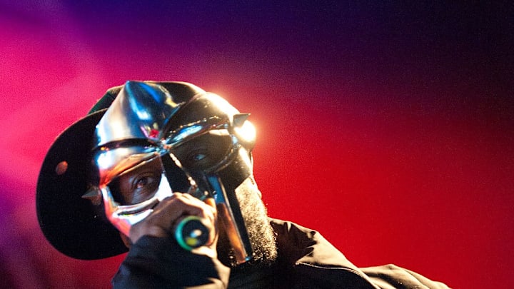 MF Doom live in concert. Doom was a popular underground rapper in the late 90s through his untimely death in 2020 and was known by his trademark mask.