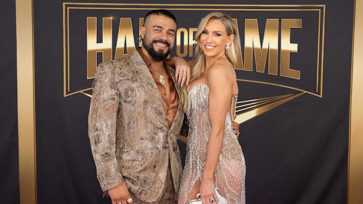 Charlotte Flair and Andrade at the 2024 WWE Hall of Fame