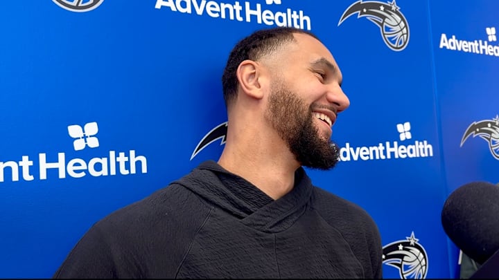 Orlando Magic guard Jalen Suggs met reporters Saturday to discuss his trochlea cartilage injury in his left knee.