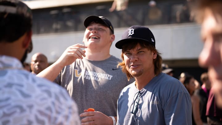 Theo Von, attends the game between Vanderbilt University and Louisiana State University at FirstBank Stadium in Nashville, Tenn., Saturday, Oct. 18, 2025.