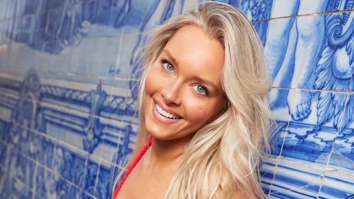 Camille Kostek was photographed by Ben Watts in Portugal. Swimsuit by Hunza G. 