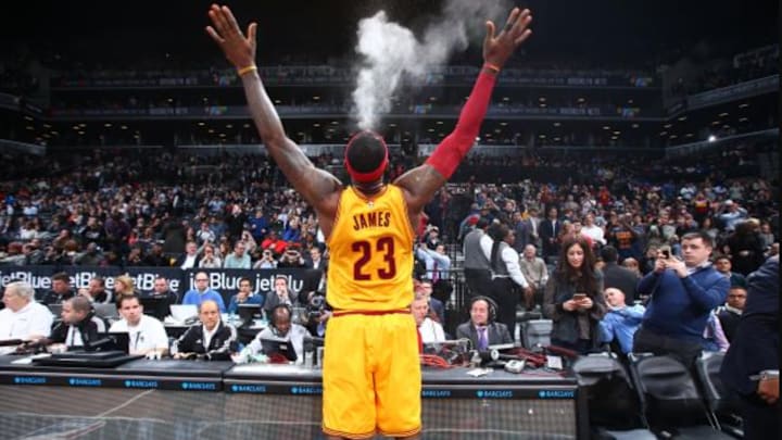 LeBron James pre-game chalk toss while playing for the Cleveland Cavaliers 