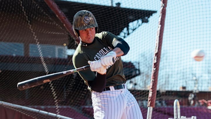 South Carolina Baseball star Ethan Petry warms up in batting practice 