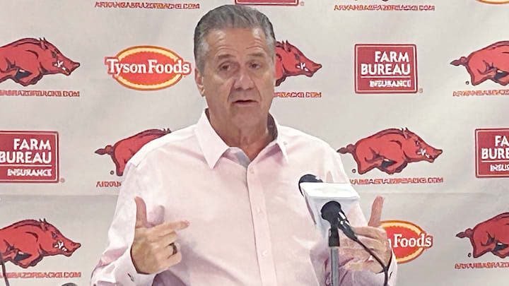 Arkansas Razorbacks coach John Calipari with his starting practice briefing with the media on how the team will be put together plus what he's wanting to accomplish. Arkansas Razorbacks coach John Calipari with his starting practice briefing with the media on how the team will be put together plus what he's wanting to accomplish.
