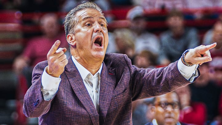 Arkansas Razorbacks coach John Calipari yells on the floor to his team against Lipscomb at Bud Walton Arena in Fayetteville, Ark. Arkansas Razorbacks coach John Calipari yells on the floor to his team against Lipscomb at Bud Walton Arena in Fayetteville, Ark.