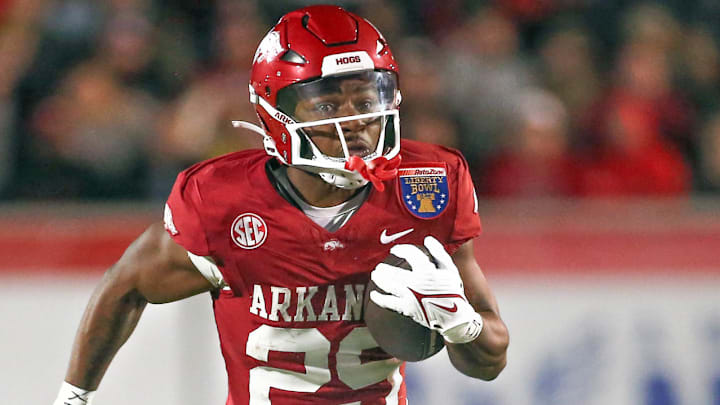 Arkansas Razorbacks running back Tyrell Reed Jr. (29) runs the ball for a touchdown during the third quarter against the Texas Tech Red Raiders at Simmons Bank Liberty Stadium.