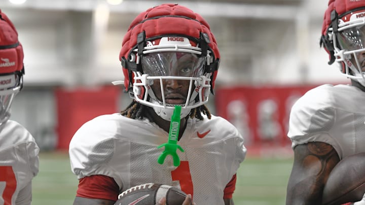 Arkansas Razorbacks running back Rodney Hill at preseason practice at the indoor center in Fayetteville, Ark. Arkansas Razorbacks running back Rodney Hill at preseason practice at the indoor center in Fayetteville, Ark.