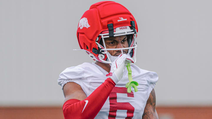 Arkansas Razorbacks Chris Marshall at spring practice.