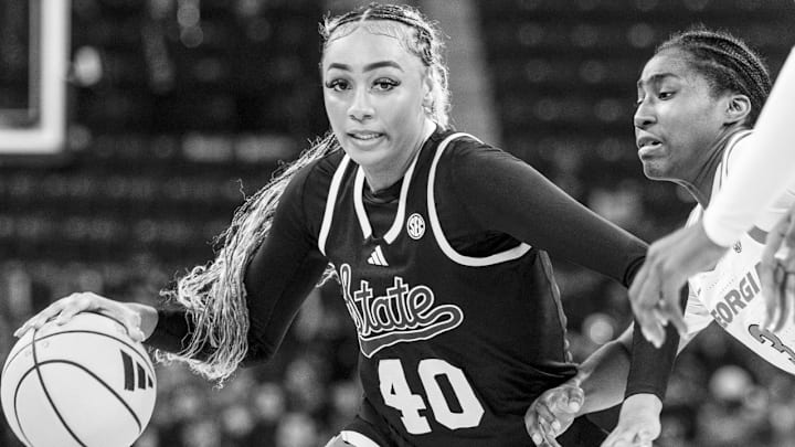 Mississippi State's Madison Francis drives against Georgia. Mississippi State's Madison Francis drives against Georgia.