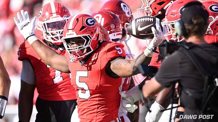 Georgia Bulldogs running back Chauncey Bowens celebrates a touchdown against the Oklahoma Sooners in Sanford Stadium | 9/26/2026 Georgia Bulldogs running back Chauncey Bowens celebrates a touchdown against the Oklahoma Sooners in Sanford Stadium | 9/26/2026