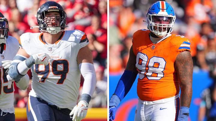 Denver Broncos defensive linemen Zack Allen (99) and John Franklin-Myers (98). Denver Broncos defensive linemen Zack Allen (99) and John Franklin-Myers (98).
