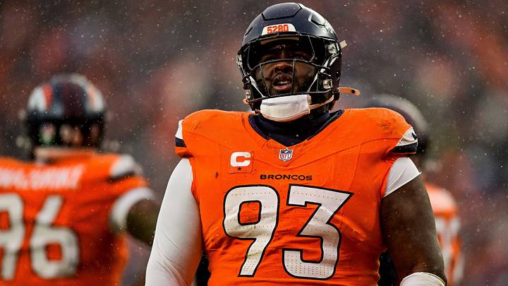 DENVER, CO - JANUARY 25:Denver Broncos defensive tackle D.J. Jones (93) looks on in the second half against the New England Patriots the AFC Championship Game at Empower Field at Mile High on January 25, 2026 in Denver, Colorado. DENVER, CO - JANUARY 25:Denver Broncos defensive tackle D.J. Jones (93) looks on in the second half against the New England Patriots the AFC Championship Game at Empower Field at Mile High on January 25, 2026 in Denver, Colorado.