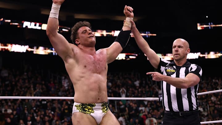 MJF celebrates his win at AEW Full Gear MJF celebrates his win at AEW Full Gear