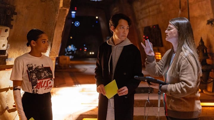 Amandla Stenberg, Lee Jung-jae, and Leslye Headland behind the scenes of The Acolyte.