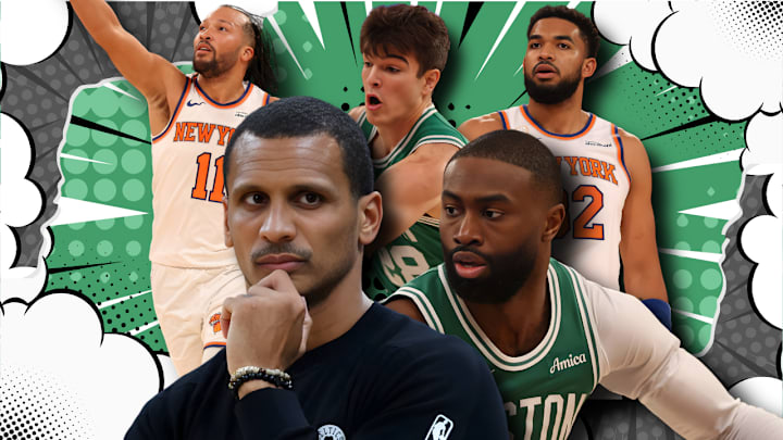 Joe Mazzulla, Jaylen Brown, Jalen Brunson, Hugo Gonzalez, and Karl-Anthony Towns Joe Mazzulla, Jaylen Brown, Jalen Brunson, Hugo Gonzalez, and Karl-Anthony Towns