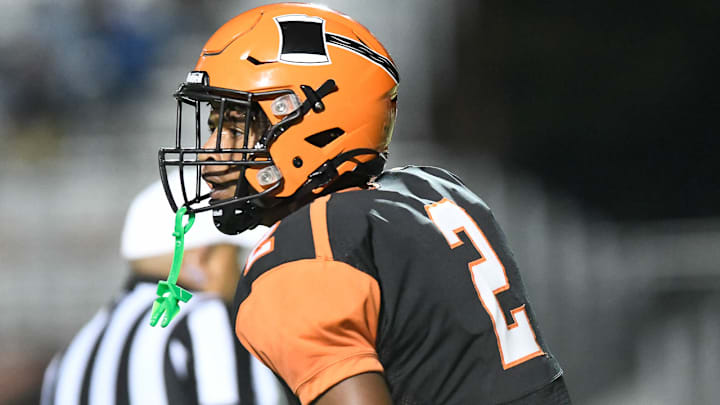 Warren Lumberjacks wide receiver Antonio Jordan lines up in a game from Oct. 14, 2022, against the DeWitt Dragons in Warren, Ark.