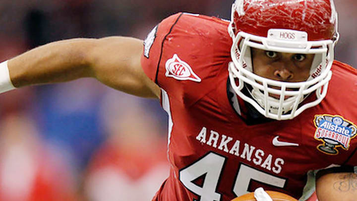 Arkansas Razorbacks tight end DJ Williams breaks free during the Sugar Bowl against Ohio State.