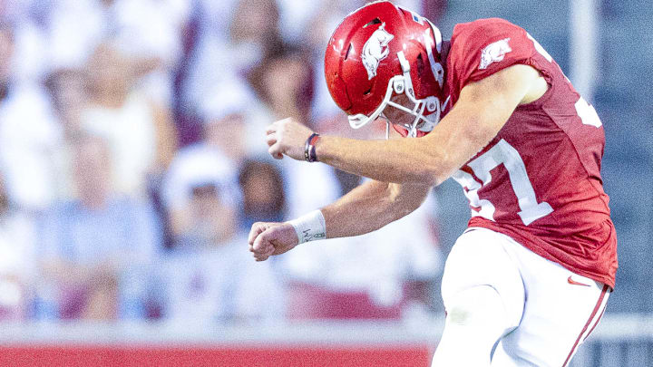 Arkansas Razorbacks kicker Matthew Shipley against the Tennessee Volunteers.