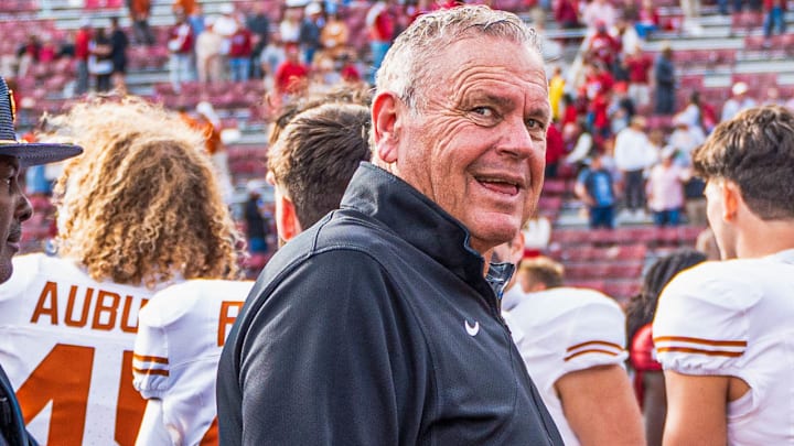 Arkansas Razorbacks coach Sam Pittman after a loss to the Texas Longhorns on Nov. 16, 2024 at Razorback Stadium in Fayetteville, Ark. Arkansas Razorbacks coach Sam Pittman after a loss to the Texas Longhorns on Nov. 16, 2024 at Razorback Stadium in Fayetteville, Ark.