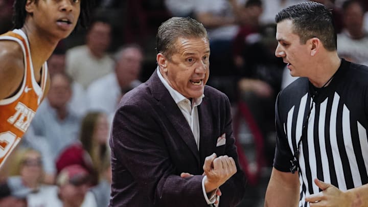 Arkansas Razorbacks coach John Calipari against the Texas Longhorns at Bud Walton Arena in Fayetteville, Ark. Arkansas Razorbacks coach John Calipari against the Texas Longhorns at Bud Walton Arena in Fayetteville, Ark.