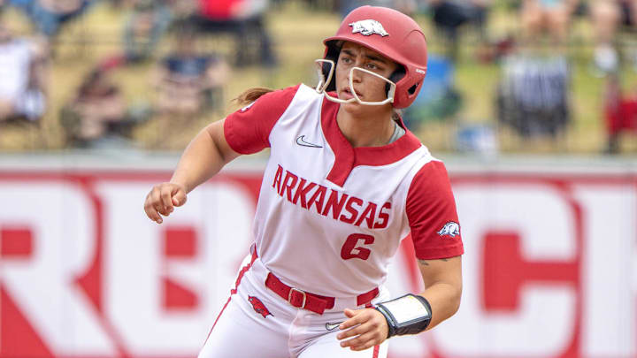 Arkansas Razorbacks' Ella McDowell against the Kentucky Wildcats on Sunday afternoon at Bogle Park in Fayetteville, Ark. Arkansas Razorbacks' Ella McDowell against the Kentucky Wildcats on Sunday afternoon at Bogle Park in Fayetteville, Ark.